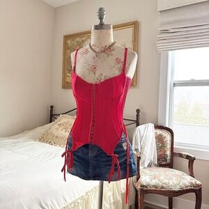 Y2K leg avenue red satin corset top size medium